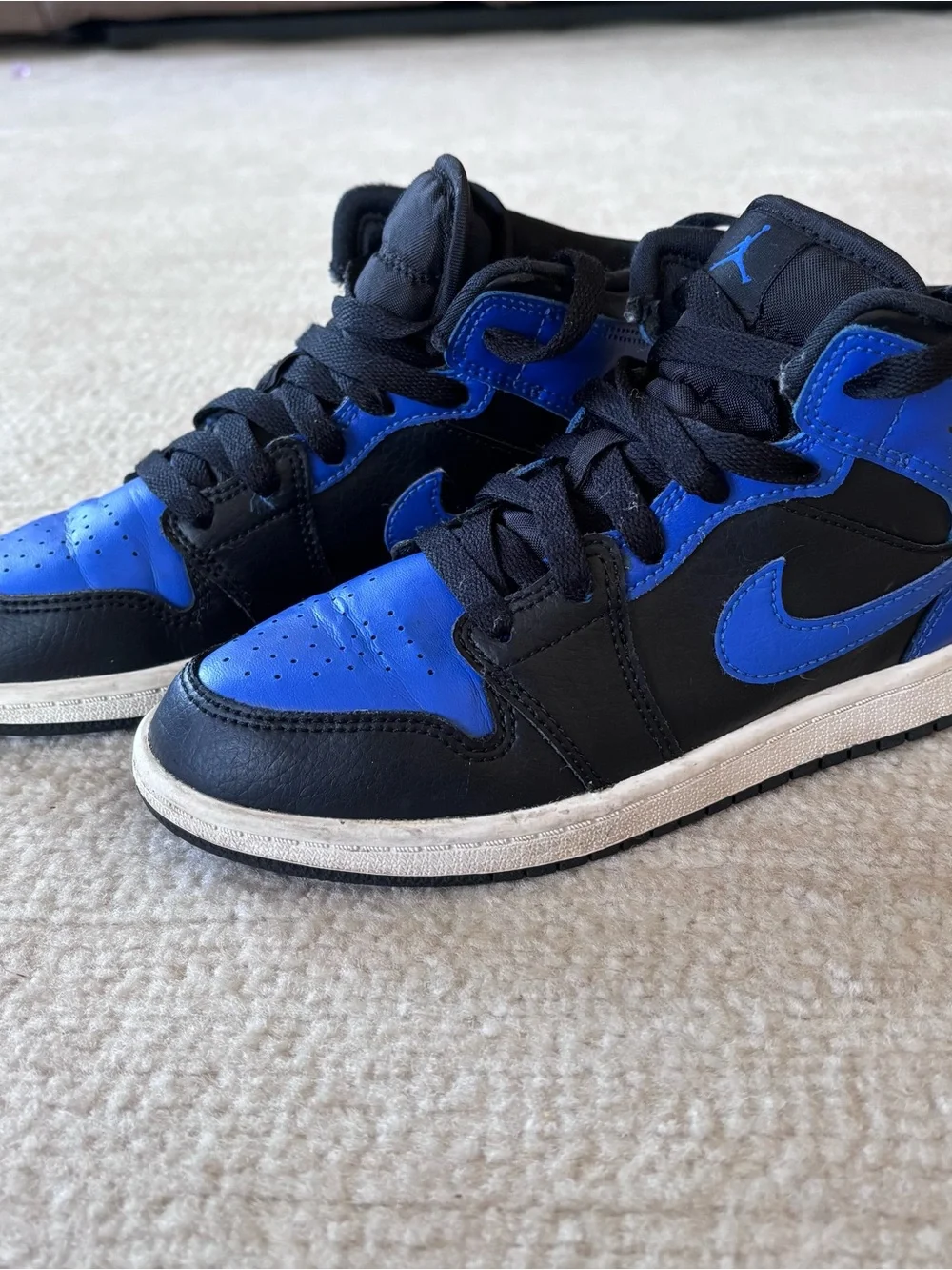 Nike Air Jordan Kids Black and Royal Blue High-Top Sneakers